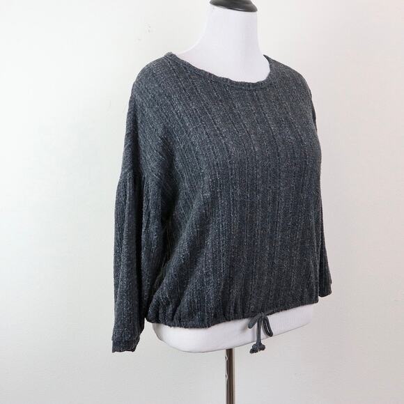 Anthropologie Size M Long Sleeve Knit Top Drop Shoulder Gray - Picture 6 of 10